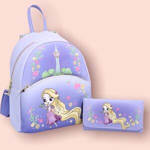 Loungefly Chibi Rapunzel backpack + wallet
